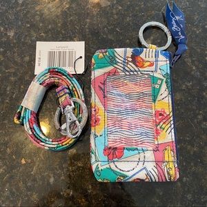 NEW Vera Bradley Zip ID & Lanyard in Cuban Stamps